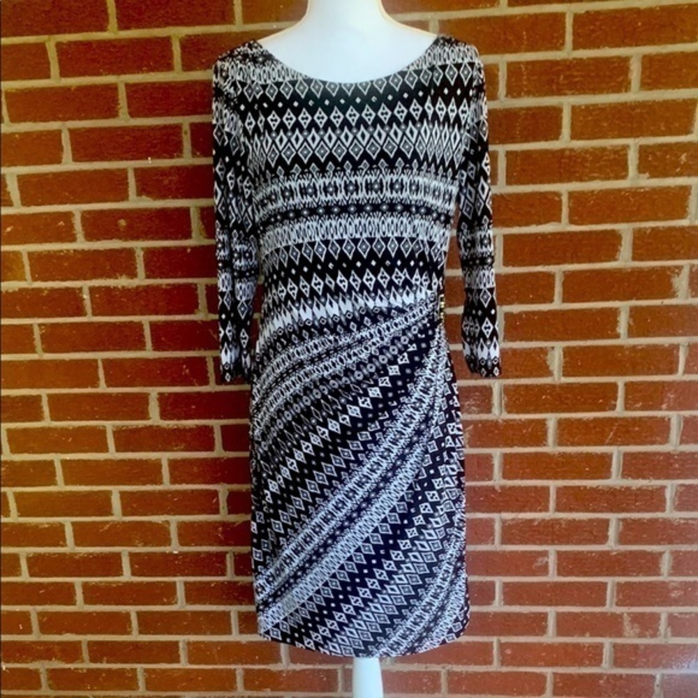 Tahari elegant black and white dress
